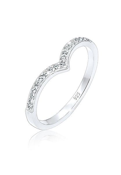 Elli Fingerring V-Form Glas Kristalle Weiß 925 Sterling Silber günstig online kaufen