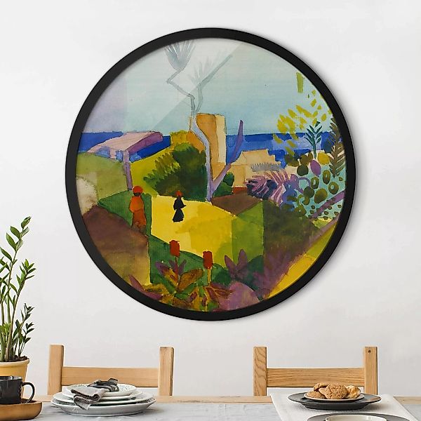 Rundes Bild mit Rahmen August Macke - Landschaft am Meer günstig online kaufen