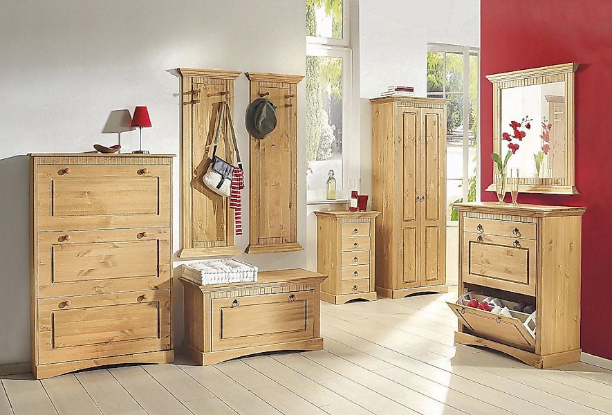 Home affaire Schuhtruhe "Rustic", aus massiver Kiefer, Sitzhöhe 49 cm, mit günstig online kaufen