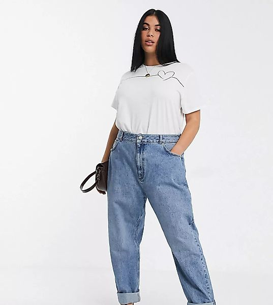 ASOS DESIGN Curve – Slouchy – Hoch geschnittene, lockere Mom-Jeans in mittl günstig online kaufen