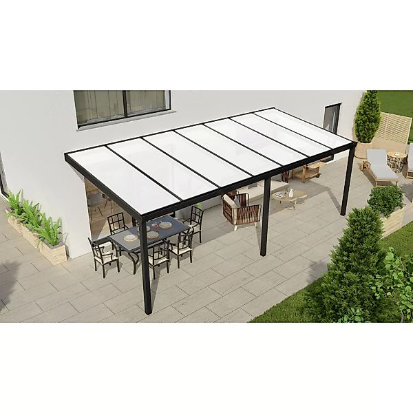 Terrassenüberdachung Professional 700 cm x 300 cm Schwarz Struktur PC Opal günstig online kaufen