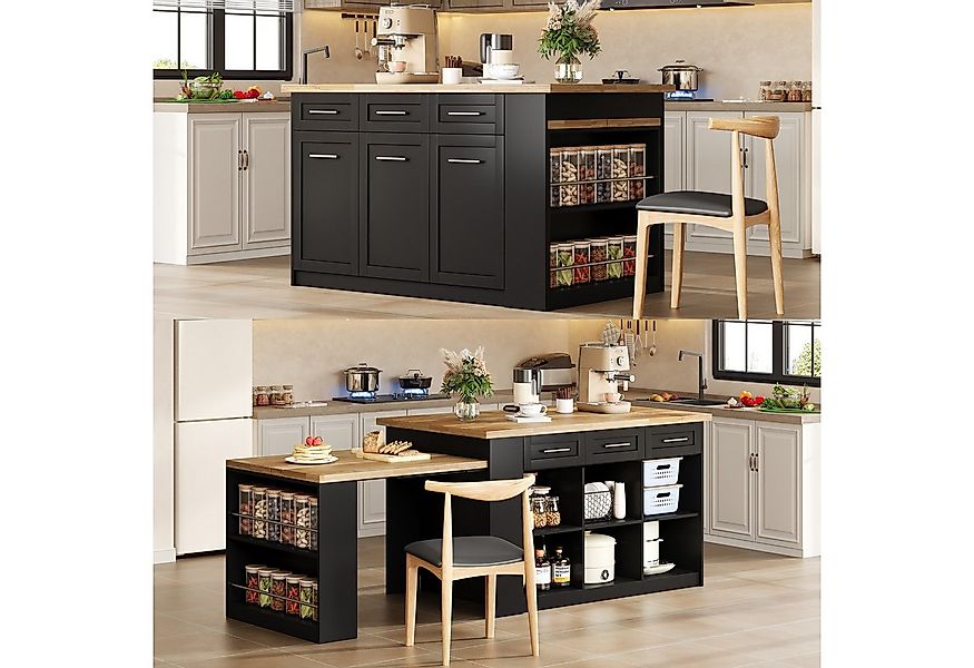 Flieks Kücheninsel mit ausziehbarer Esstisch und großer Stauraum, (Schrankm günstig online kaufen