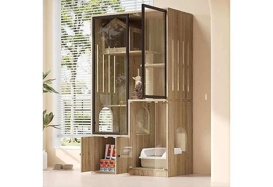 HAUSS SPOLE Tierhaus Katzenmöbel Katzenregal Katzenhöhle Katzenhaus mit Kra günstig online kaufen