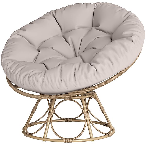 Outsunny Papasansessel Rattan 360° drehbar Korbsessel mit Sitzkissen Durchm günstig online kaufen