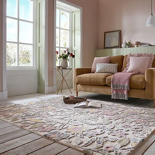 FLAIR RUGS Wollteppich »Tania Floral«, rechteckig, 19 mm Höhe, mit verspiel günstig online kaufen
