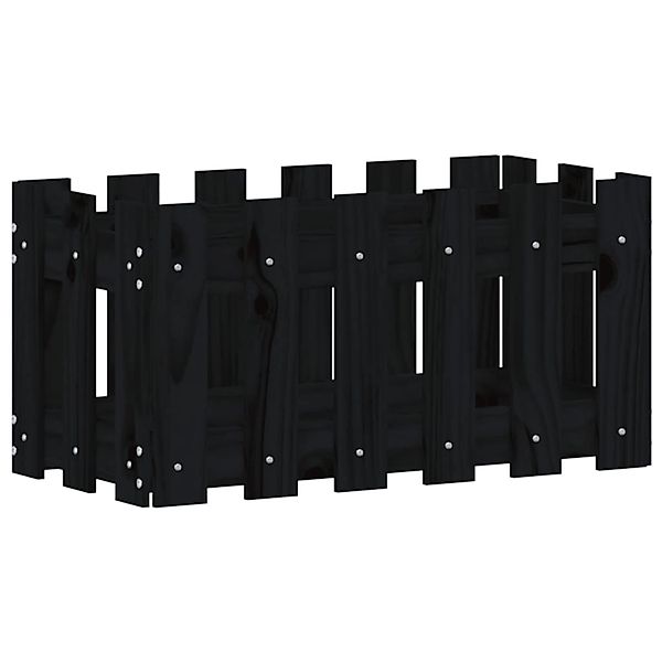vidaXL Pflanzkübel Lattenzaun-Design Schwarz 60x30x30 cm Kiefernholz 832469 günstig online kaufen