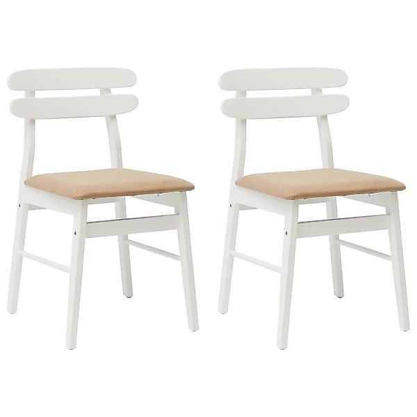 vidaXL Esszimmerstuhl 2 Stk Weiß und Braun Massives Gummiholz 42020517 günstig online kaufen