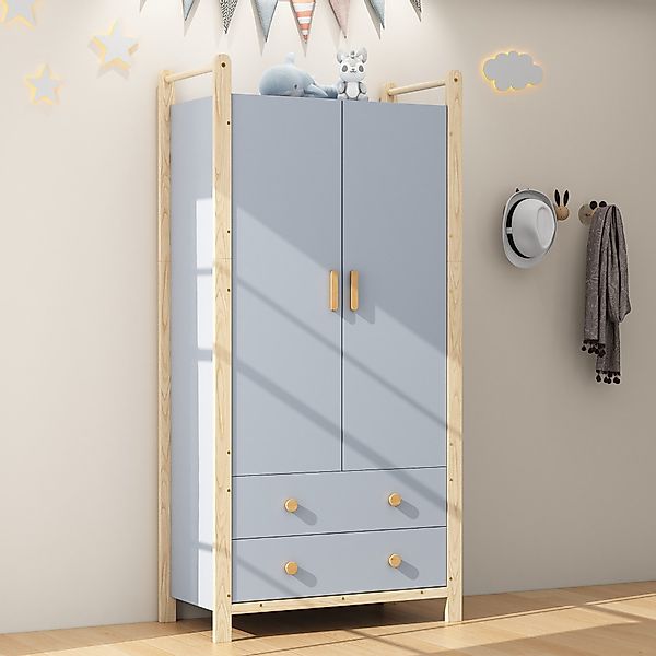 Flieks Kleiderschrank 2-türiger Garderobe mit Kleiderstange günstig online kaufen