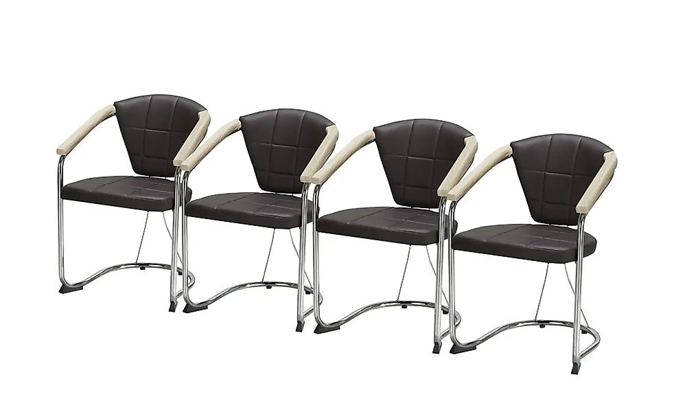 Armlehnstuhl 4er-Set  Morgan ¦ braun ¦ Maße (cm): B: 55 H: 85 T: 57.0 Stühl günstig online kaufen