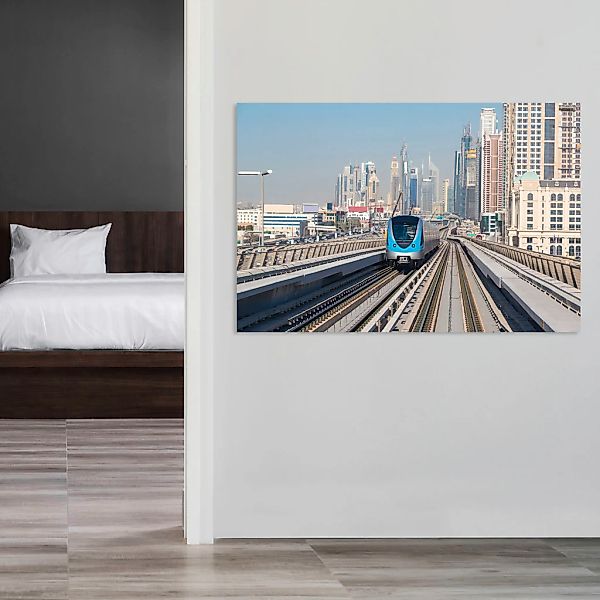 queence Acrylglasbild »Bahngleis«, Kunst-Züge-Zugbilder-Städte-Gebäude, Fin günstig online kaufen