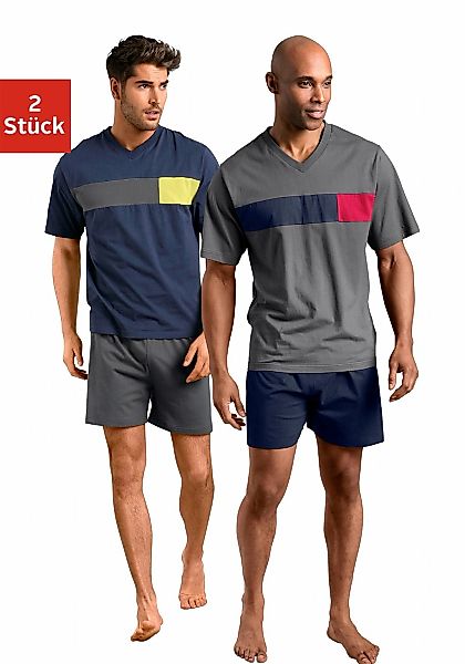 le jogger Pyjama Packung, 2 Stück, 4 tlg. mit Colourblock-Einsätzen günstig online kaufen