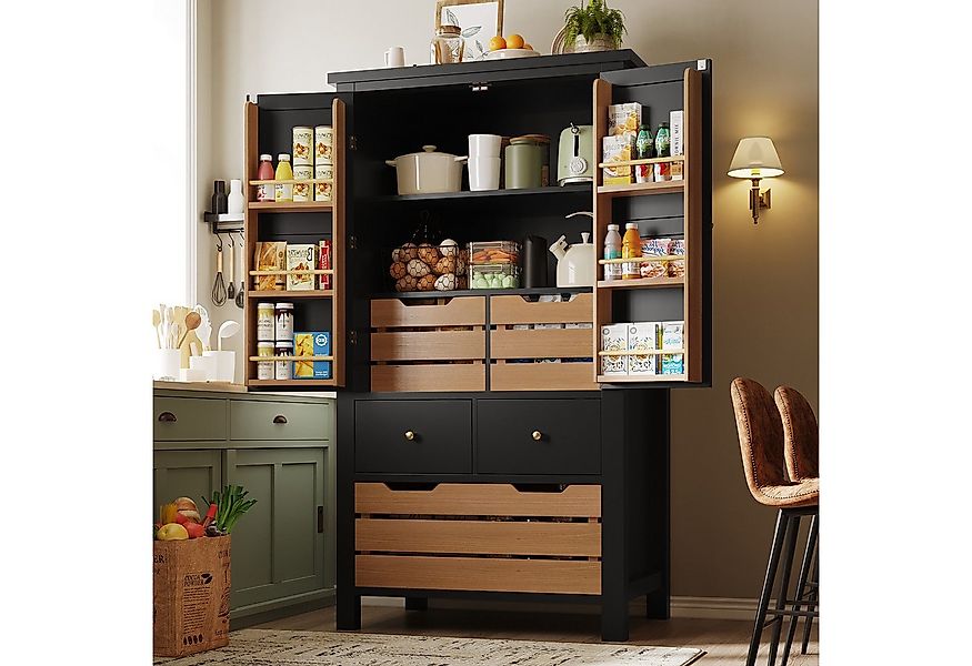 TavilaEcon Hochschrank Küchenschrank, Mehrzweckbuffet, Snackschrank mit zwe günstig online kaufen