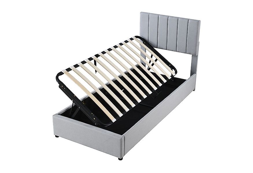 SOFTWEARY Stauraumbett mit Bettkasten und Lattenrost (90x200 cm), Kopfteil günstig online kaufen
