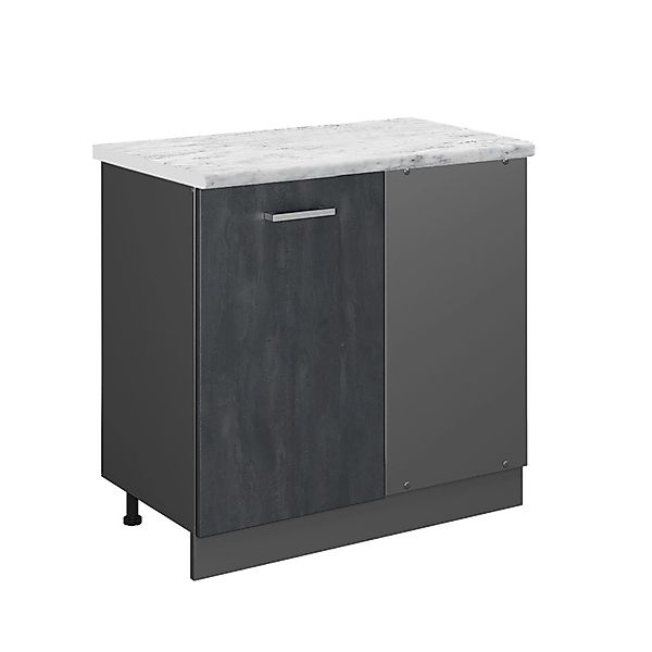 Vicco Eckunterschrank R-Line Küchen Eckschrank Schwarz Beton/Anthrazit 86 c günstig online kaufen