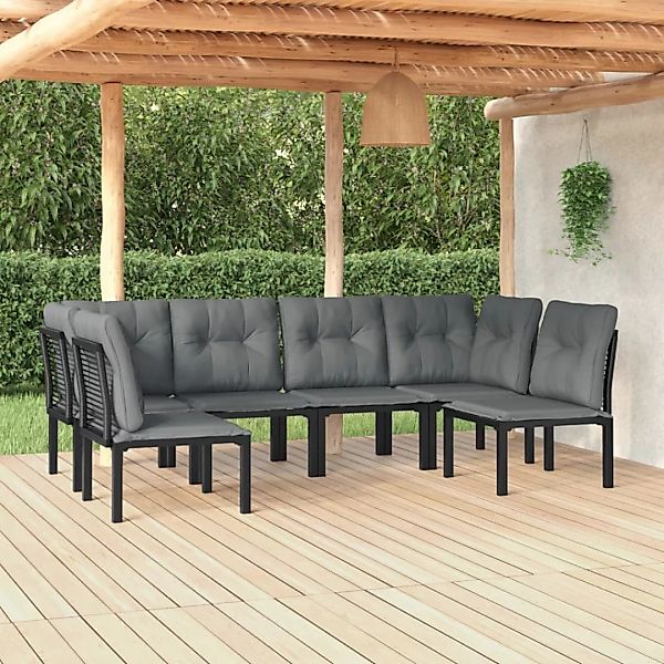 Vidaxl 6-tlg. Garten-lounge-set Schwarz Und Grau Poly Rattan günstig online kaufen