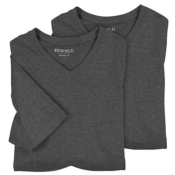 redfield V-Shirt Redfield 2er-Pack XXL T-Shirts anthrazit melange V-Neck günstig online kaufen