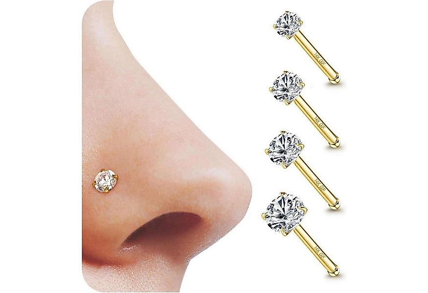 YADOCA Nasenpiercing-Set 4er Set 14K Gold 20G Nasenpiercing Zirkonia Chirur günstig online kaufen