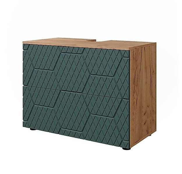 Vicco Waschbeckenunterschrank Irma, Goldkraft Eiche/Grün, 80 cm mit 2 Schub günstig online kaufen