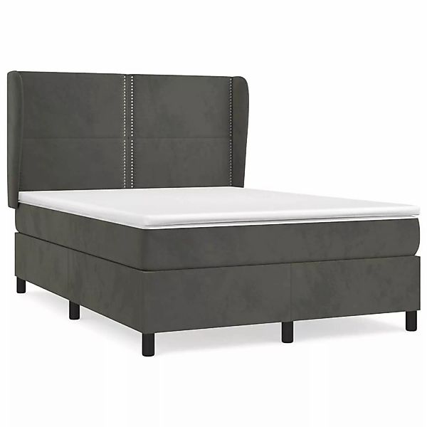 vidaXL Boxspringbett mit Matratze Dunkelgrau 140x200 cm Samt1395366 günstig online kaufen