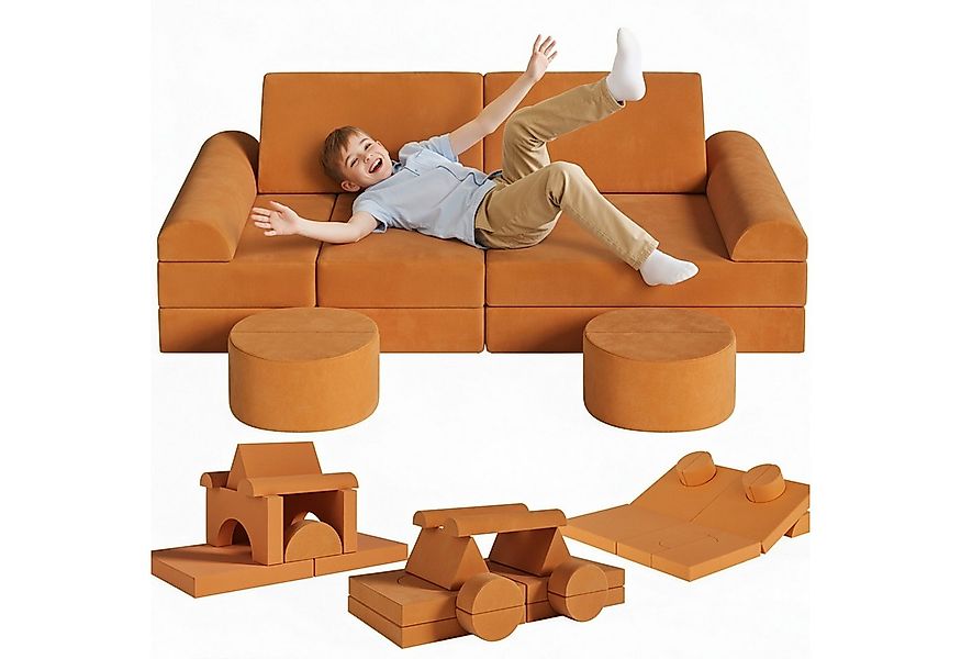TLGREEN Kindersofa mit 15PCS Modul, Modulare Kinderspielcouch, Spielsofa fü günstig online kaufen