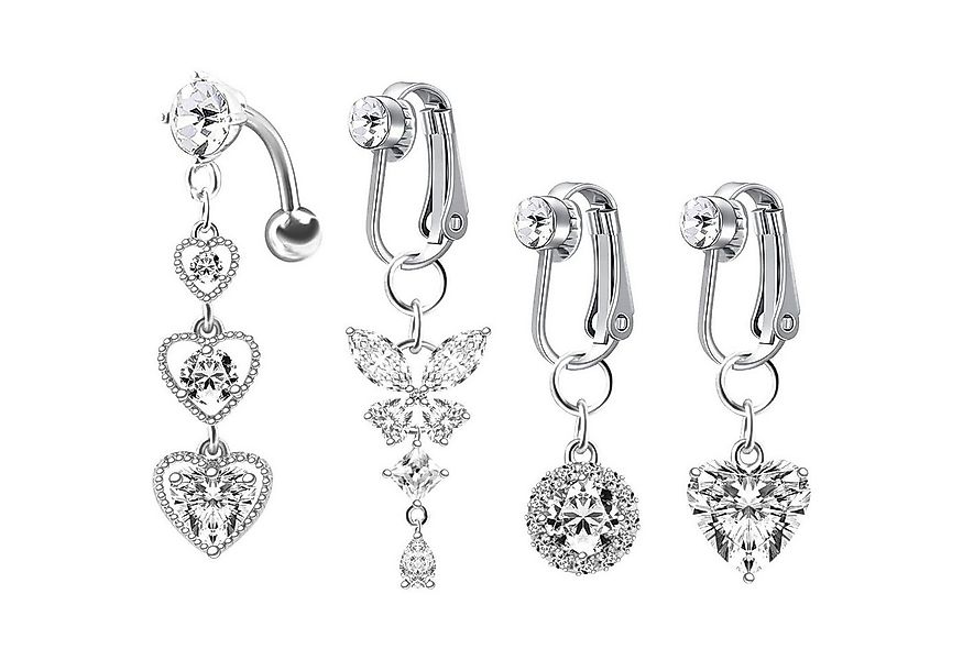 Amazluck Bauchnabelpiercing-Set Fake Bauchnabelpiercing Set Silber mit Schm günstig online kaufen