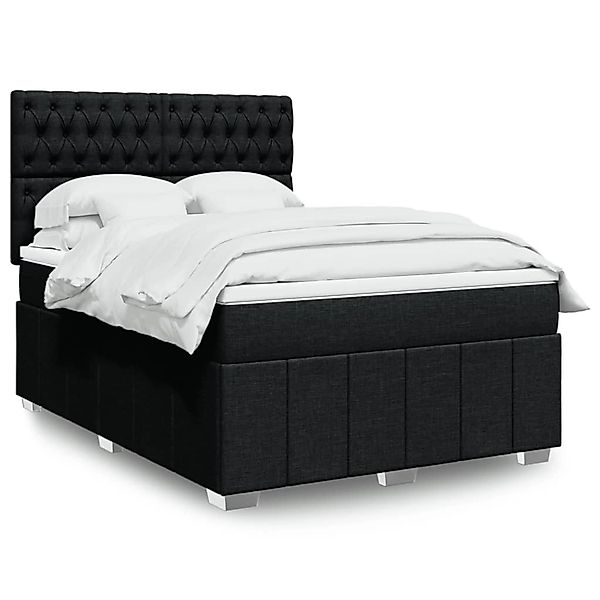 vidaXL Boxspringbett mit Matratze Schwarz 140x200 cm Stoff 3294000 günstig online kaufen