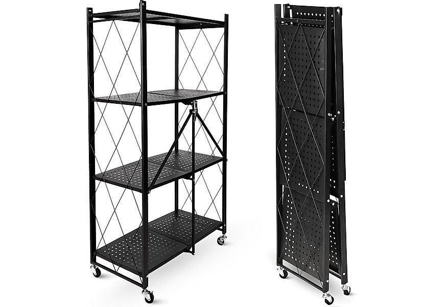 deluxe4home Mehrzweckregal Klappregal rollbar in schwarz I Rollregal klappb günstig online kaufen