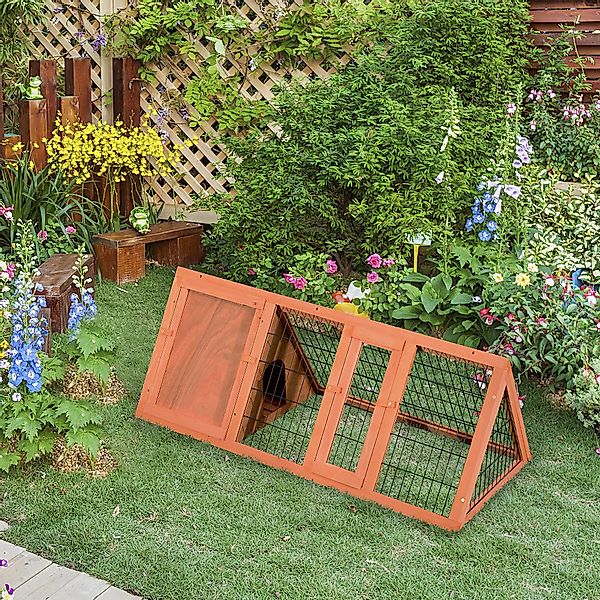 PawHut Kleintierstall Meerschweinchenstall 118x50x45 cm 3-eckig mit Freigeh günstig online kaufen