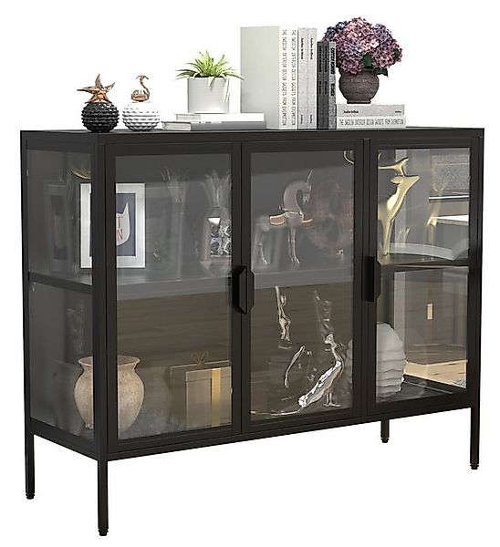 VCM Standvitrine Stahl Glas Vitrine Sideboard Kommode Floka L günstig online kaufen