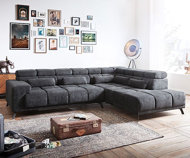 Ecksofa Catan 295x230 Mikrofaser Anthrazit Ottomane rechts inkl. elektrisch günstig online kaufen