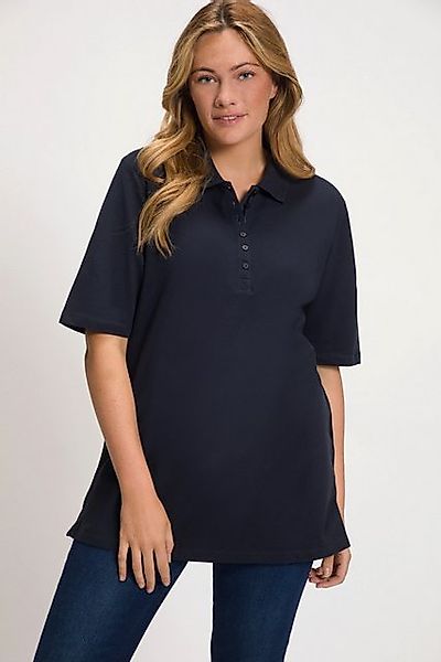 Ulla Popken T-Shirt Poloshirt Piqué Polokragen Samt-Knopfleiste günstig online kaufen