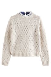 Next Strickpullover Pullover mit Ziernähten, Rüschenkragen günstig online kaufen