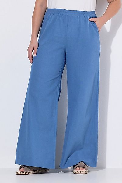 Ulla Popken Schlupfhose Palazzohose Leinenmix weites Bein Elastikbund günstig online kaufen