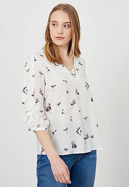 Just Like You Kurzarmbluse Bluse mit Blumenmuster und gerafften Ärmeln mit günstig online kaufen