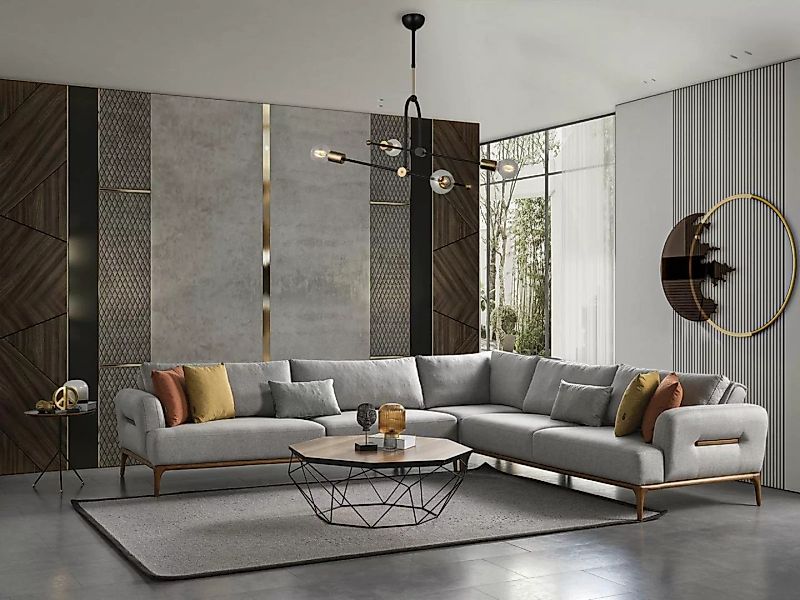 JVmoebel Ecksofa Ecksofa L Form Couch Wohnzimmer Polster Design neu grau Mo günstig online kaufen