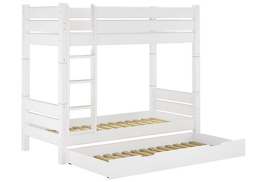 ERST-HOLZ Etagenbett Stockbett für Erwachsene Kiefer Weiß 3 Rollroste 1 Gäs günstig online kaufen