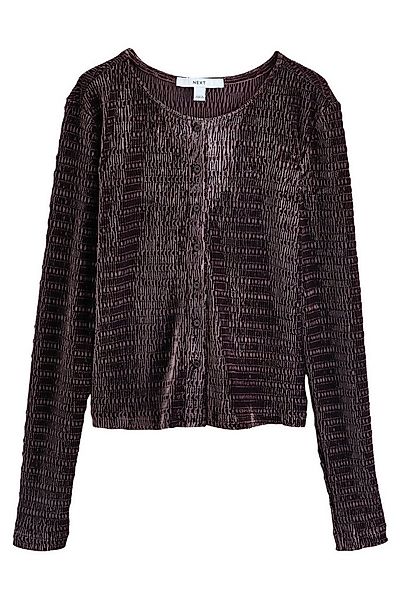 Next Strickjacke Langärmelige, geraffte Samt-Strickjacke (1-tlg) günstig online kaufen