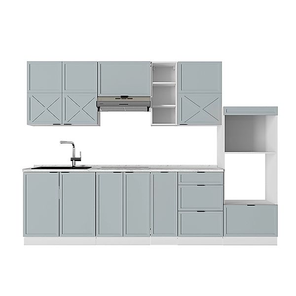Vicco Fame-Line Küchenzeile Hellblau-grau/Weiß 280 cm AP Marmor günstig online kaufen