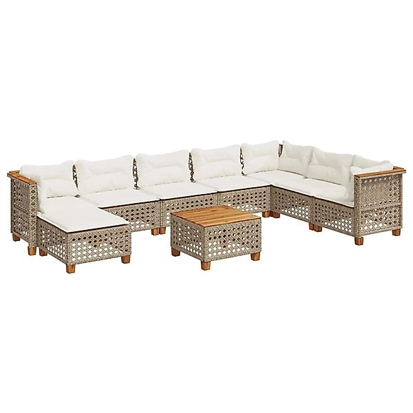 vidaXL 9-Tlg Garten-Sofagarnitur mit Kissen Beige Poly Rattan 3261964 günstig online kaufen