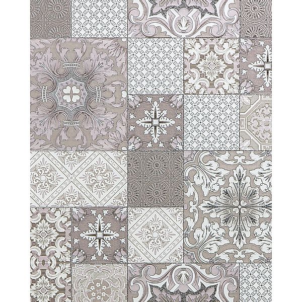 EDEM 87001BR13 Küchen Bad Tapete Kachelmuster Beige Taupe Weiß Silber 0,53 günstig online kaufen