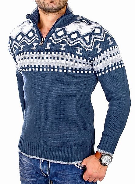 Reslad Strickpullover Reslad Herren Strickpullover Crewneck Zipper Norweger günstig online kaufen