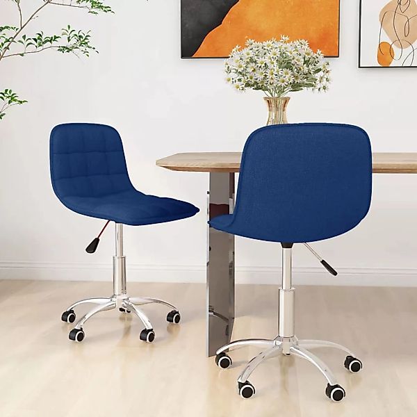 Esszimmerstühle 2 Stk. Drehbar Blau Stoff günstig online kaufen
