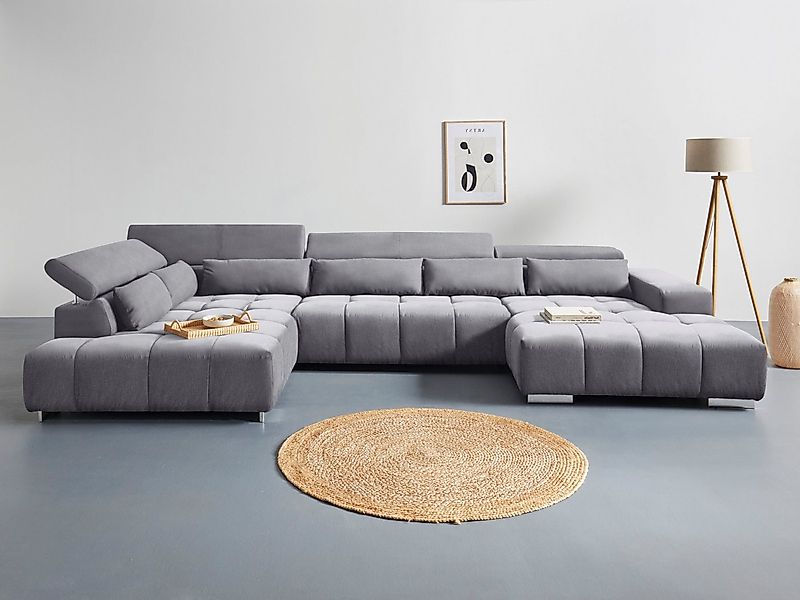 COTTA Wohnlandschaft "Orion U-Form", mit Kopfteilverstellung & 6 Nierenkiss günstig online kaufen