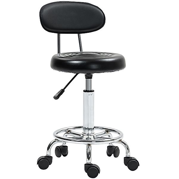 HOMCOM Rollhocker höhenverstellbar Drehhocker Drehbar Salon Hocker mit Lehn günstig online kaufen