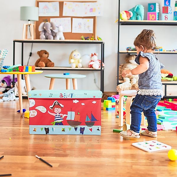 relaxdays Spielzeugtruhe Sitzbox für Kinder, Pirat günstig online kaufen