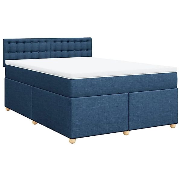 vidaXL Boxspringbett mit Matratze Blau 160x200 cm Stoff 3286751 günstig online kaufen