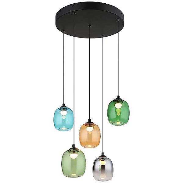 GLOBO LED-Pendelleuchte MINARA 31479508 schwarz bunt Metall Kunststoff Glas günstig online kaufen