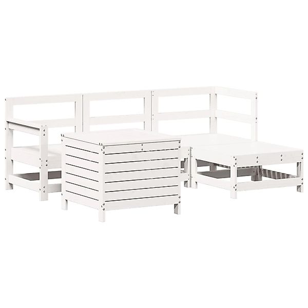 vidaXL 5-Tlg Garten-Sofagarnitur Weiß Massivholz Kiefer 3250501 günstig online kaufen