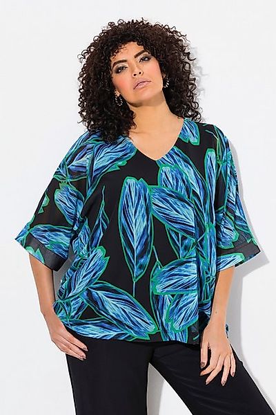 Ulla Popken Tunika Chiffon-Überwurf oversized V-Ausschnitt 3/4-Arm günstig online kaufen