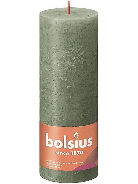 Bolsius Stumpenkerze Bolsius Rustik Stumpenkerze olivengrün, Höhe: 19 günstig online kaufen